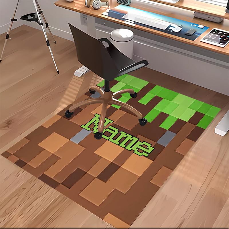 Custom Personalization Game Block Pixel World Print Area Rug - Soft, Washable Non-Slip Indoor Mat,Living Room,Home&Office Decorative Rug