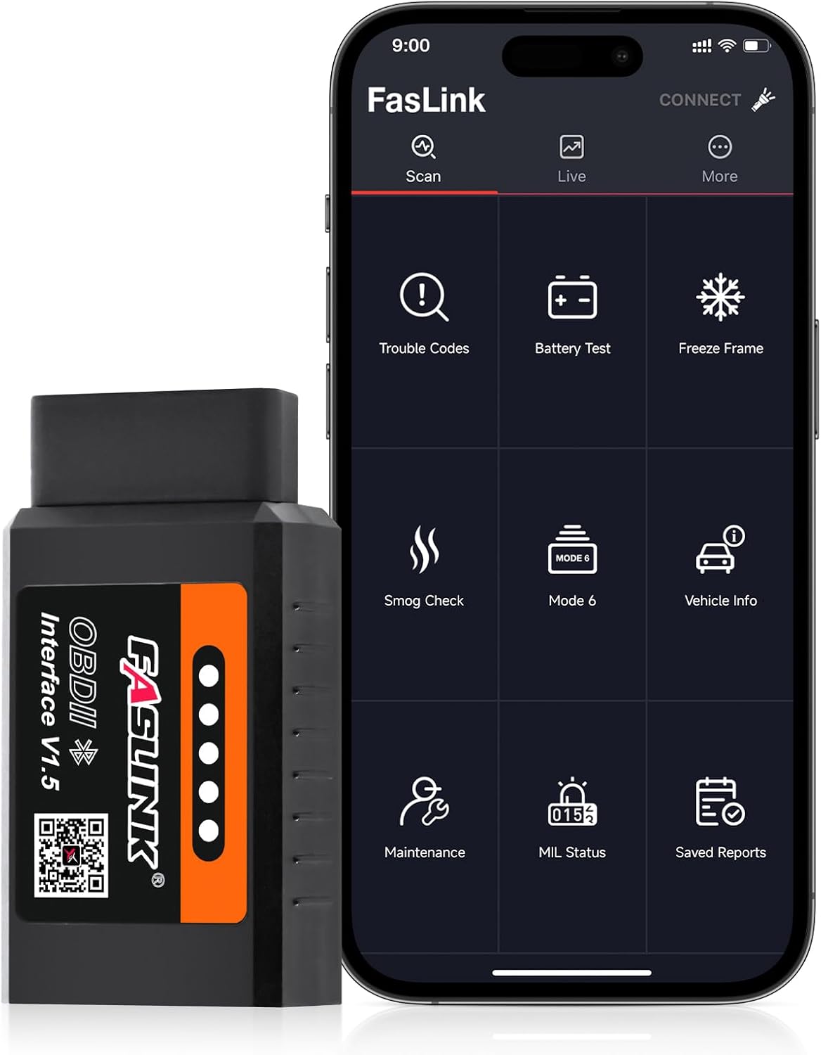 

X1 Сканер OBD2 Bluetooth для iPhone и Android ELM327 Считыватель кодов OBDII Индикатор проверки двигателя Беспроводной адаптер Совместим со всеми CC0166 X1mini