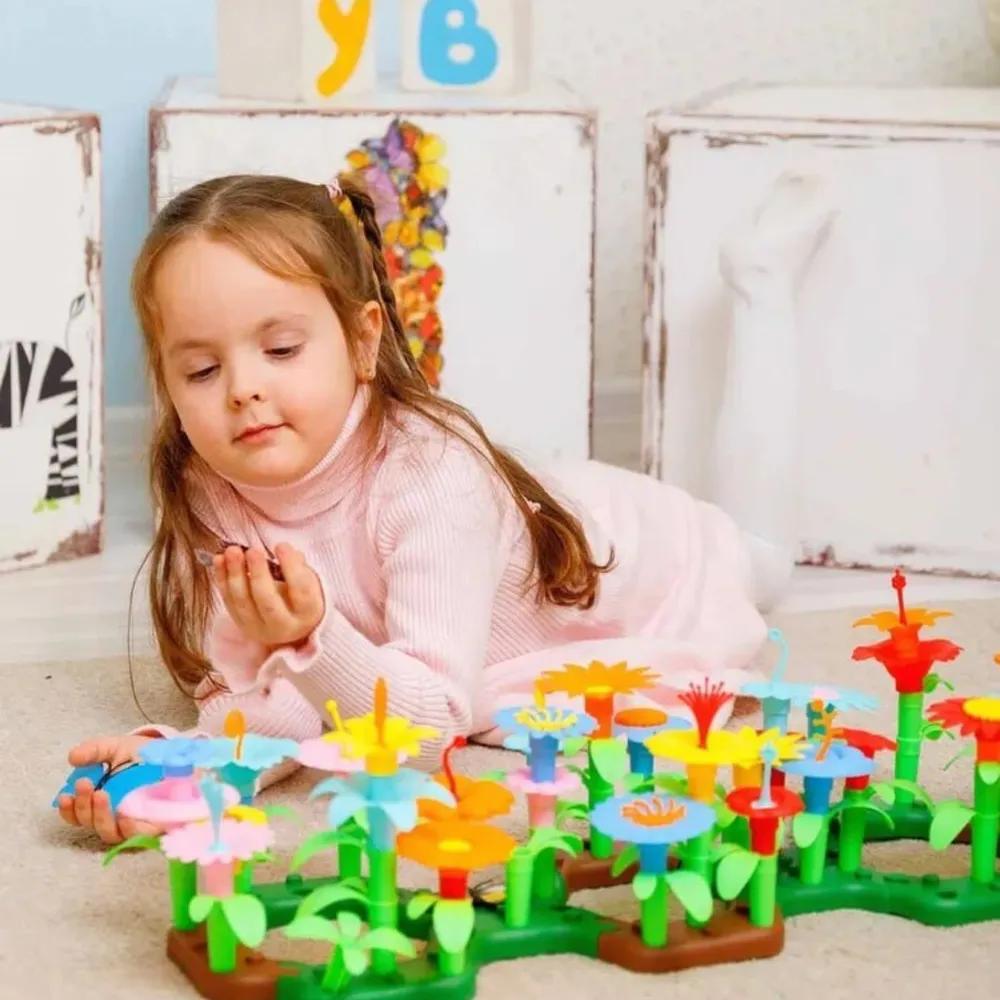 Μεγάλα τουβλάκια λουλούδια κήπου μπουκέτο παιδικό δημιουργικό σετ xxl