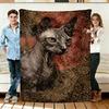 Hairless Cat Vintage Pattern Flannel Blanket Soft Throws Napping Travel Use