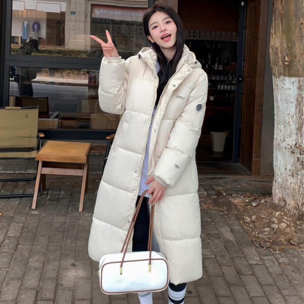 Women's New Korean Style Long Over-the-knee Hooded Cotton Padded Coat Loose Thickened Warm Winter Puffer Jacket