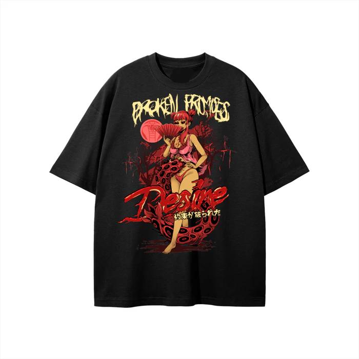 Black Appearance for Anxiety Anime Grunge Art Retro Style Summer Casual TShirt Unisexs and Womens Luxury Brand Top Art Logo