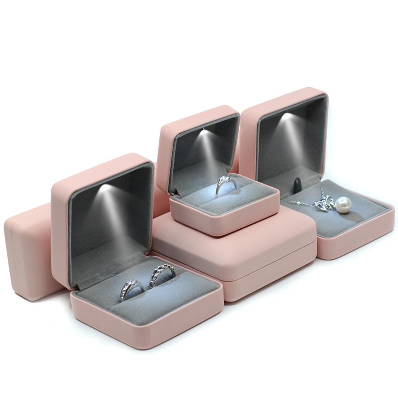 Engagement Ring Earrings Box For Women Jewelry Pendant Box with LED Light Bracelet Jewellery Case Wedding Necklace Display Case