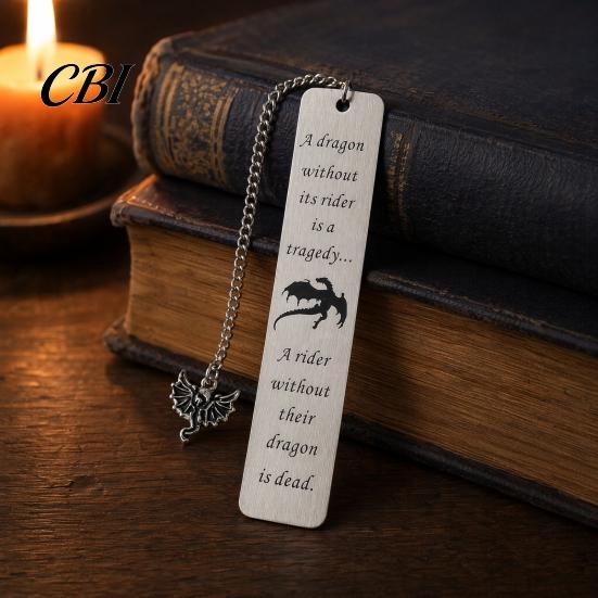 Unique Animal Bookmark Pterosaur Bookmark, Stainless Steel Fourth Wing Design Page Marker with Smooth Polished Black Tassel, Literary Gift for