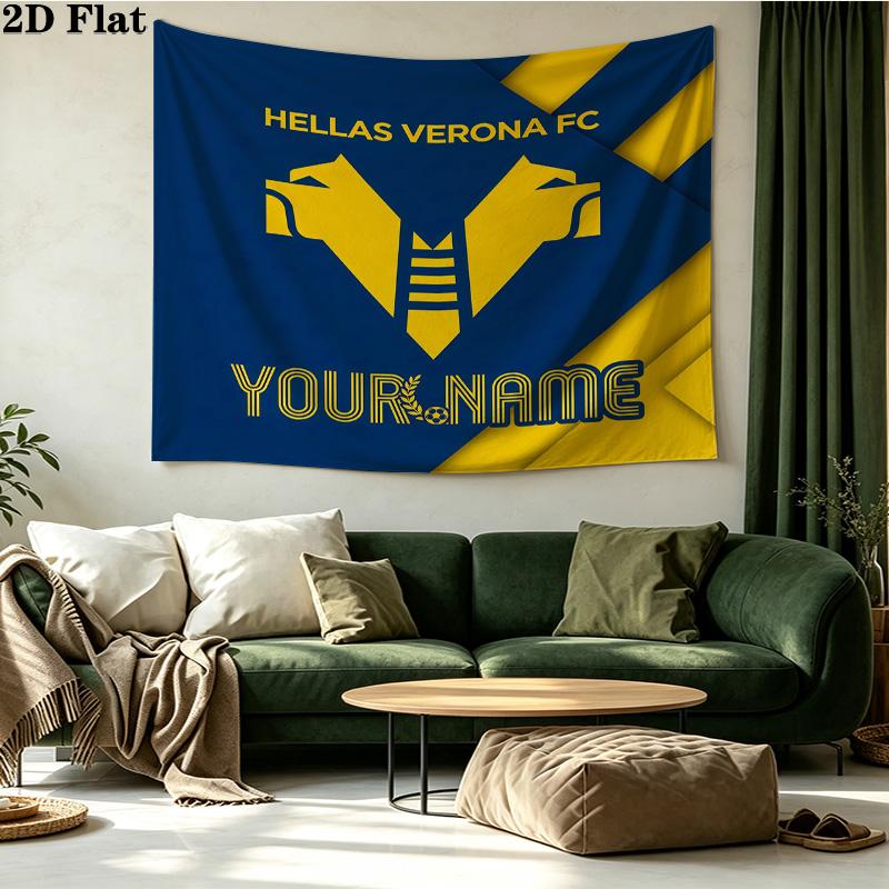 Custom Name Hellas Verona FC Printed Tapestry – Wall Hanging for Bedrooms, Dorms, and Home Decor