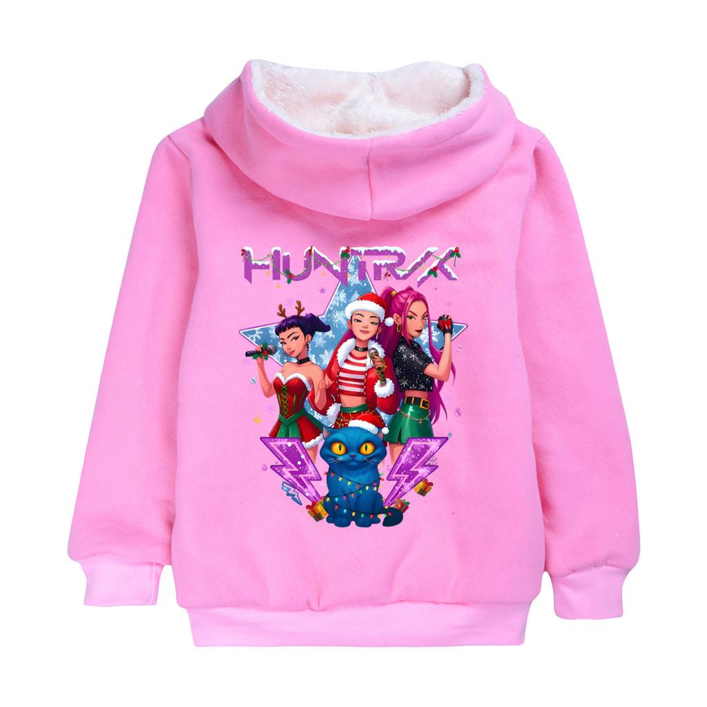 5088 Neujahr Weihnachten Kinder Mädchen Kpop Zoey Mira Rumi Print Langarm Samt Warme Jacke