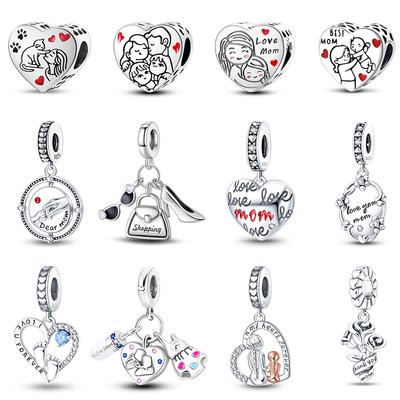925 Silver Color Love Mother's Day Collection Charms Beads For Mom Fit 925 Original Bracelets DIY Jewelry Birthday Gifts