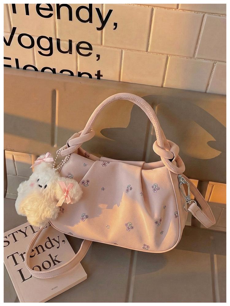 Versatile Floral Pleated Cloud Shoulder Bag - Fashionable Casual Crossbody for Women