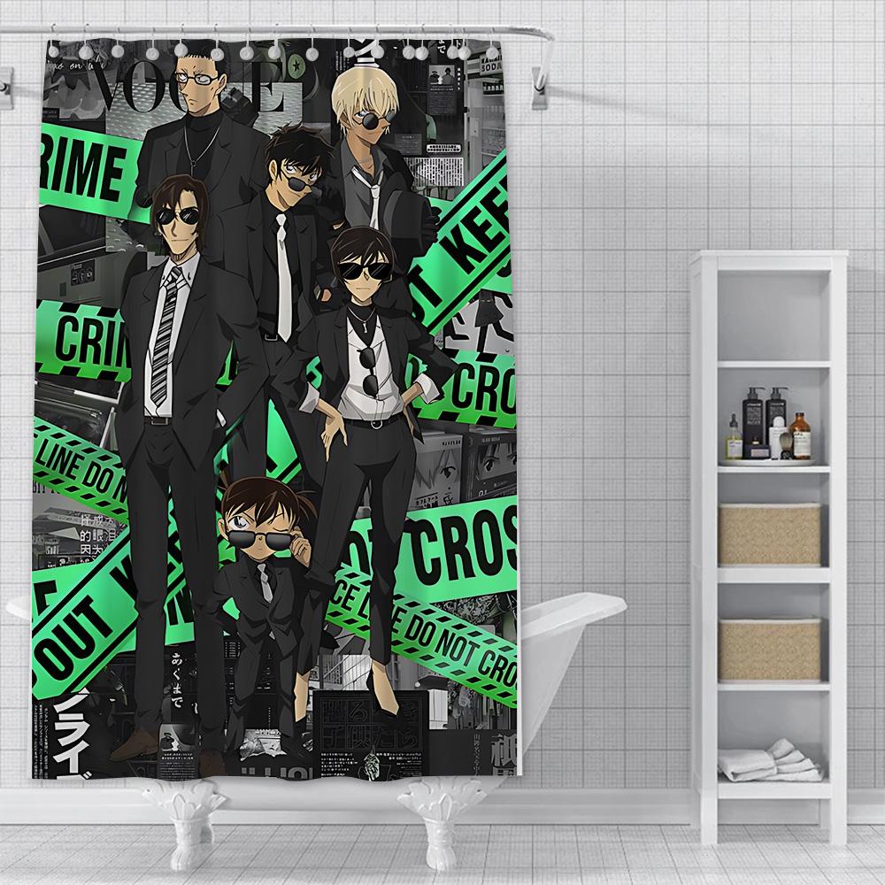 Shower Curtain Waterproof Polyester Fabric Paint Colorful Bath Curtains Detective Conan Home Bathroom Decor Curtain With Hook