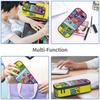 Large Capacity Pencil Pouch Teen Titans Go Anime Manga School Supplies Double Layer Pencil Bag Girl Makeup Bags Gift