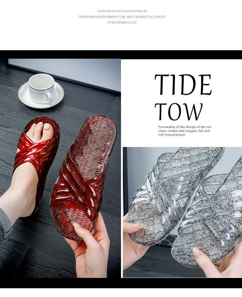 Crystal Clear Non-slip Jelly Slippers for Home & Shower
