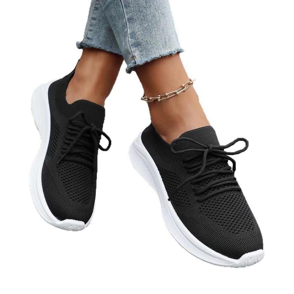 Large size summer new European and American fly-woven round head muffin sole single shoes