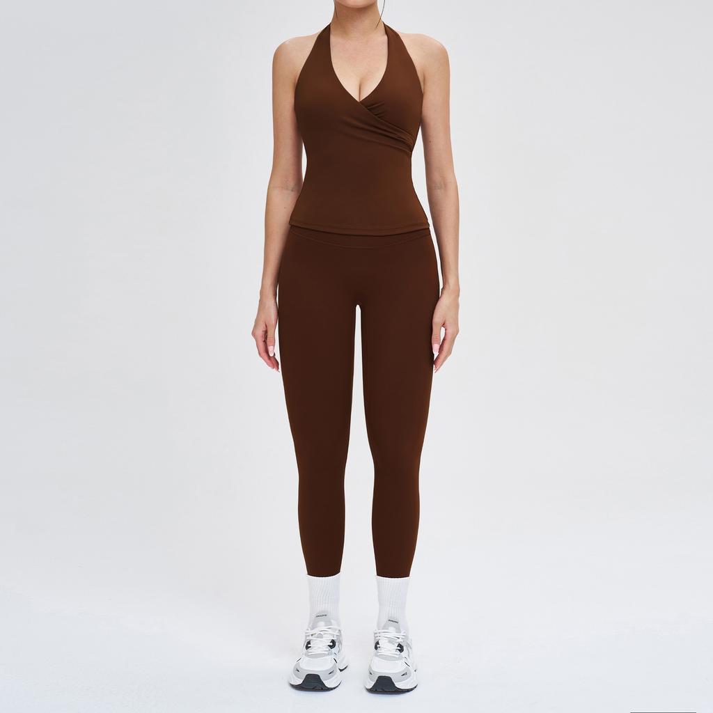 JYL Quick Dry Brushed Yoga Set Hollow Back High Waist Outfit