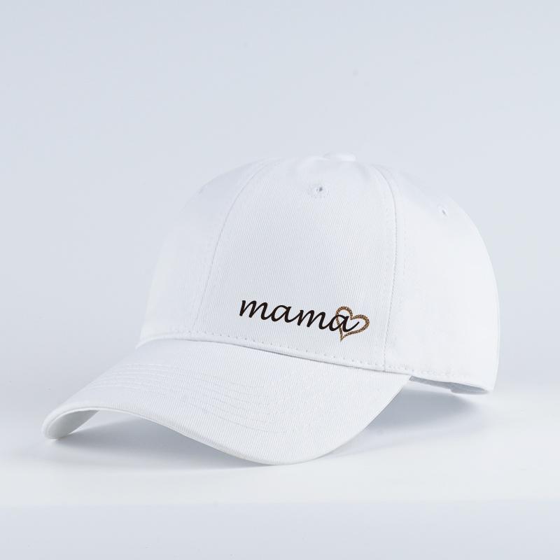 “Mama” Heart-Print Baseball Cap – Adjustable Unisex 100% Cotton Casual Sun Hat for Moms – Mother's Day Gift for Mom