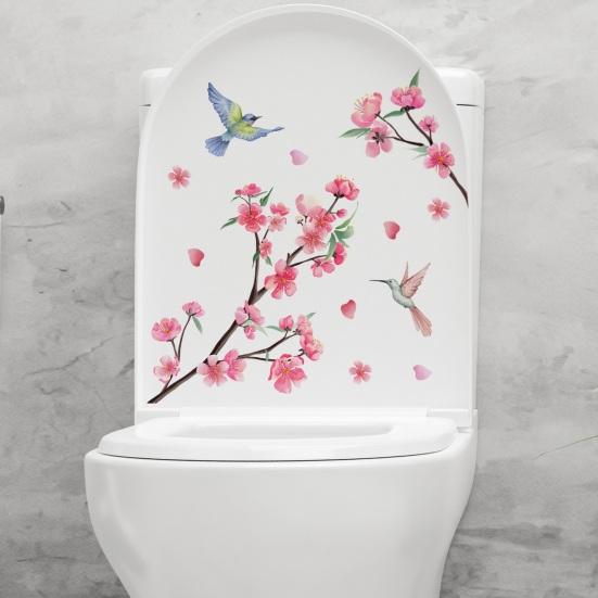 

Наклейка на унитаз с цветочной веткой и птицей, съемная самоклеящаяся водостойкая ПВХ гостиная, настенная наклейка для ванной комнаты, украшение для крышки унитаза 25*35cm