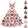 Women's Christmas Print Off-the-Shoulder Vintage Dress for Holiday Party and Clubwear