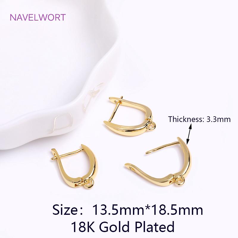 DIY Earring Making Accessories 18K Gold Plated Smooth Earring Hook Clasps Brass Metal Earwires Hooks,Jewelry Making Supplies