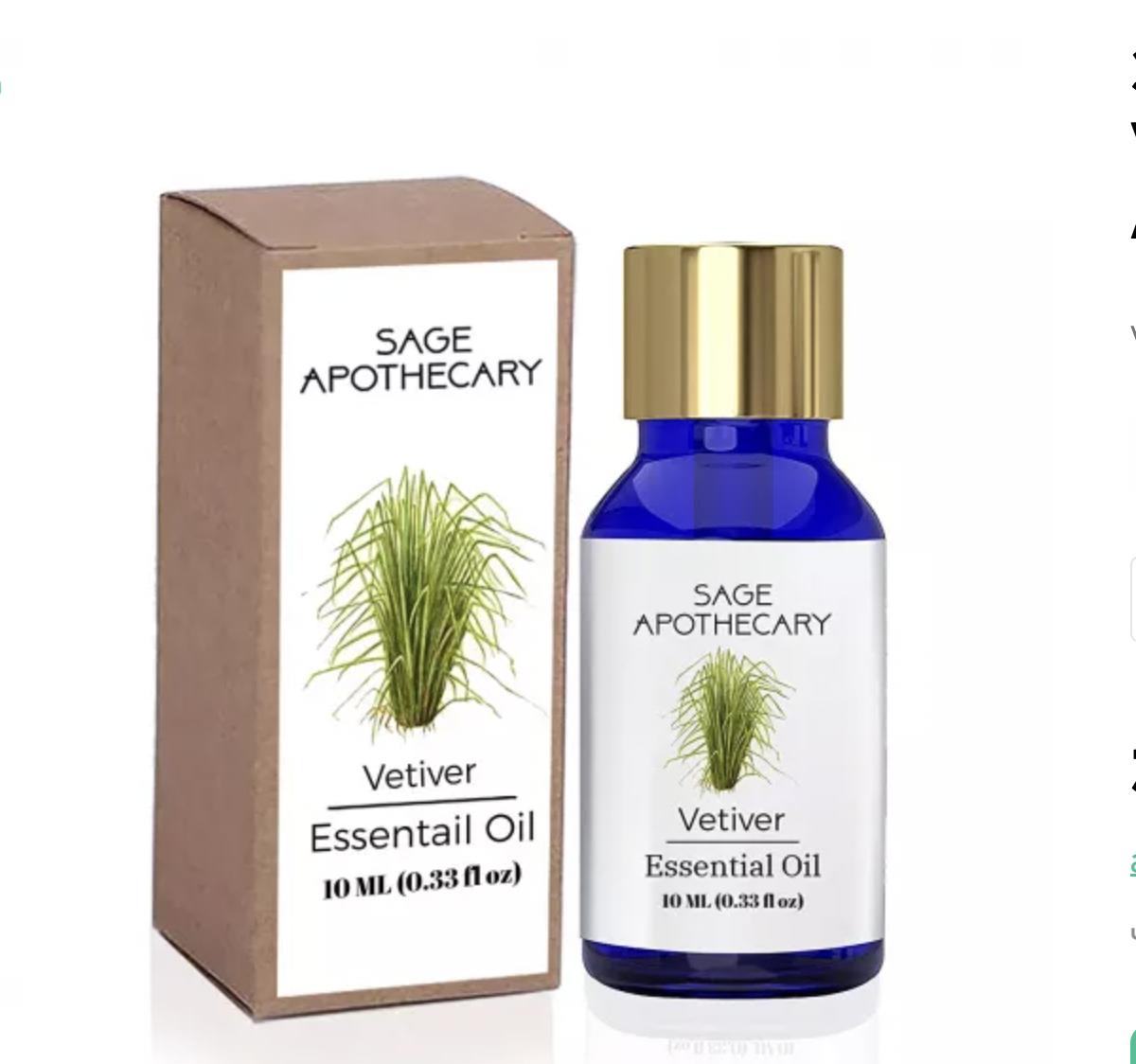 

Эфирное масло Ветивера (10 мл), Vetiver Essential Oil, Sage Apothecary