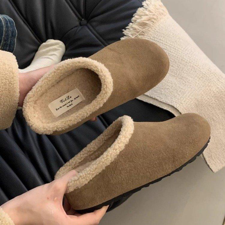 [Yushilai] Wool small potatoes~ 2025 autumn and winter new velvet warm fashion outer wear Boken slippers women