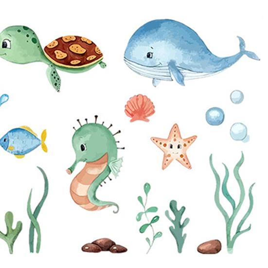 2 Sheets Non Slip Bathtub Stickers Cute Ocean Creature Sticker Self Adhesive Bath Tub