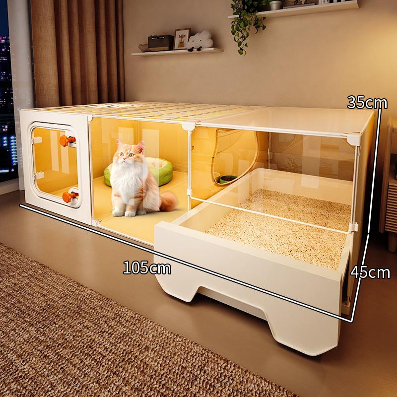 Hochsicht-Katzenkäfig All-in-One Katzenklo-System Indoor Einraum-Ein-Wohnzimmer-Aufbau Katzenwelpenhaus Heimtier-Wohnsitz-Lösung