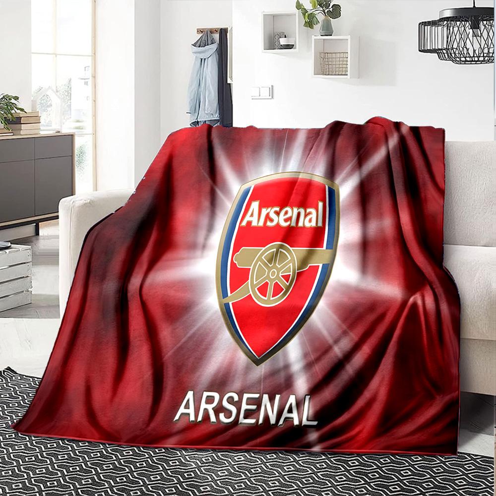 Coperta in Flanella con Stemma dell'Arsenal Football Club, Poliestere Morbido, Design Moderno, Per Tutte le Stagioni per Campeggio, Viaggi, Regali per Feste o Compleanni
