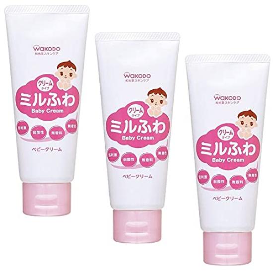 Wakodo Milfuwa Baby Cream 3-Pack (Moisturizing Baby Skin Cream for Face & Body)