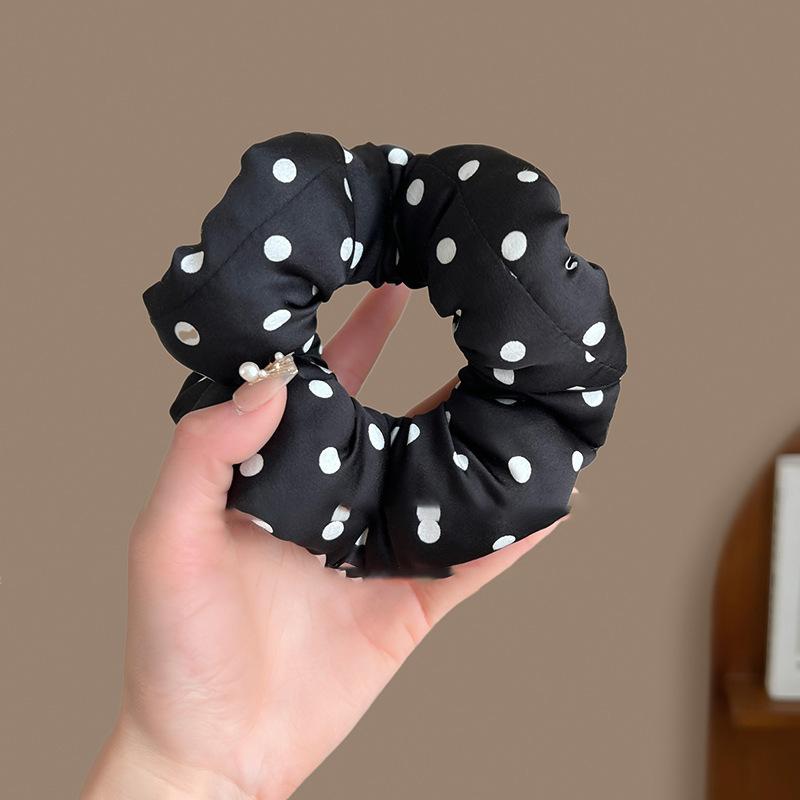Fabric Sponge Polka Dot Ball Head Large Intestine Hair Band High Sense Temperament Hair Rope Fashion New Versatile Hair Accessories