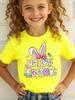 2026 Happy Easter T-Shirt for Girls Bunny Cute Rabbit Ear Letter Graphic Summer Tee Boys Girls Short Sleeve Children's Clothing
