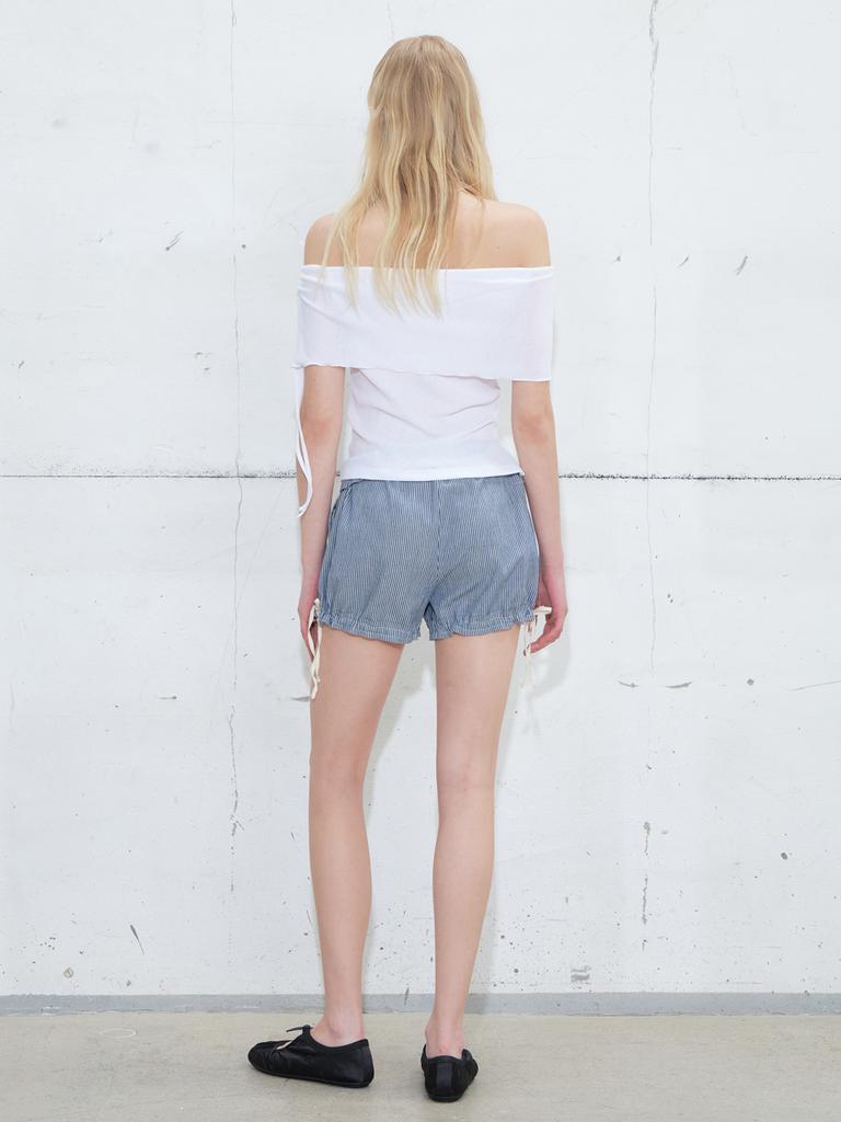 ETMON String Off Shoulder T-Shirt, White