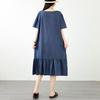 DIMANAF 2026 Plus Size Summer Women Denim Dress Elegant Fashion Lady Sundress Jeans Blue Long Dress Casual Spliced Clothing