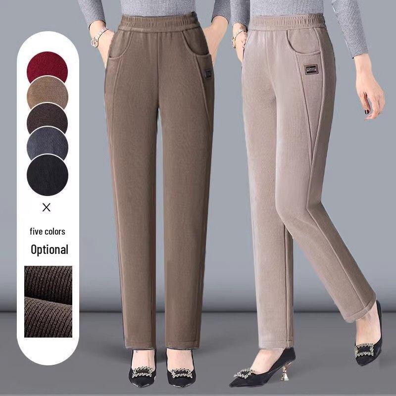 Women's High-Waist Elastic Corduroy Harem Pants - Thickened Velvet for Autumn/Winter