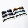New Rimless Leopard Head Sunglasses Metal Hinged Sunglasses Wood Grain Legs Outdoor Sunscreen Sunglasses