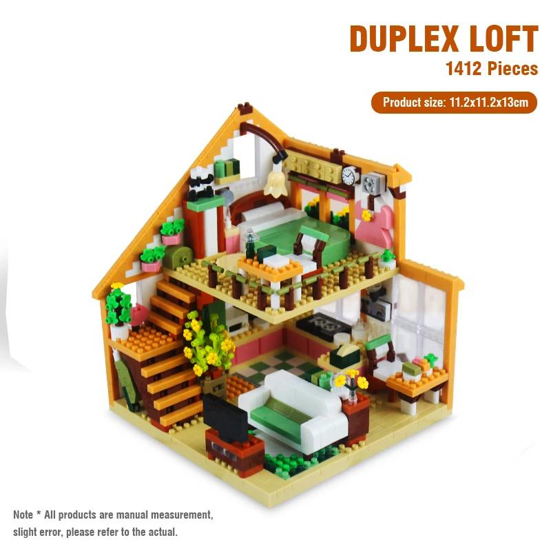 1412Pieces Dream House Blocks Toys Micro Building Block Toy Loft Room Dollhouse Birthday Gifts for Girls Girlfriend Children
