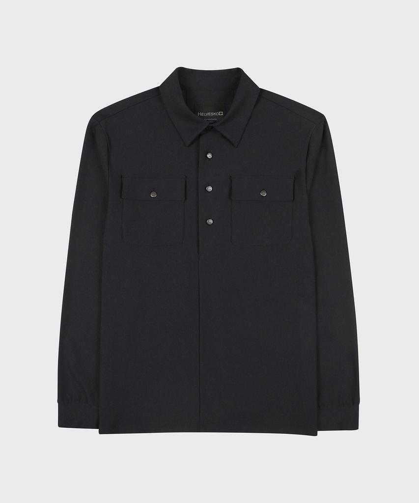 HELVESKO Double Pocket Shirt-Style T-Shirt (Black)