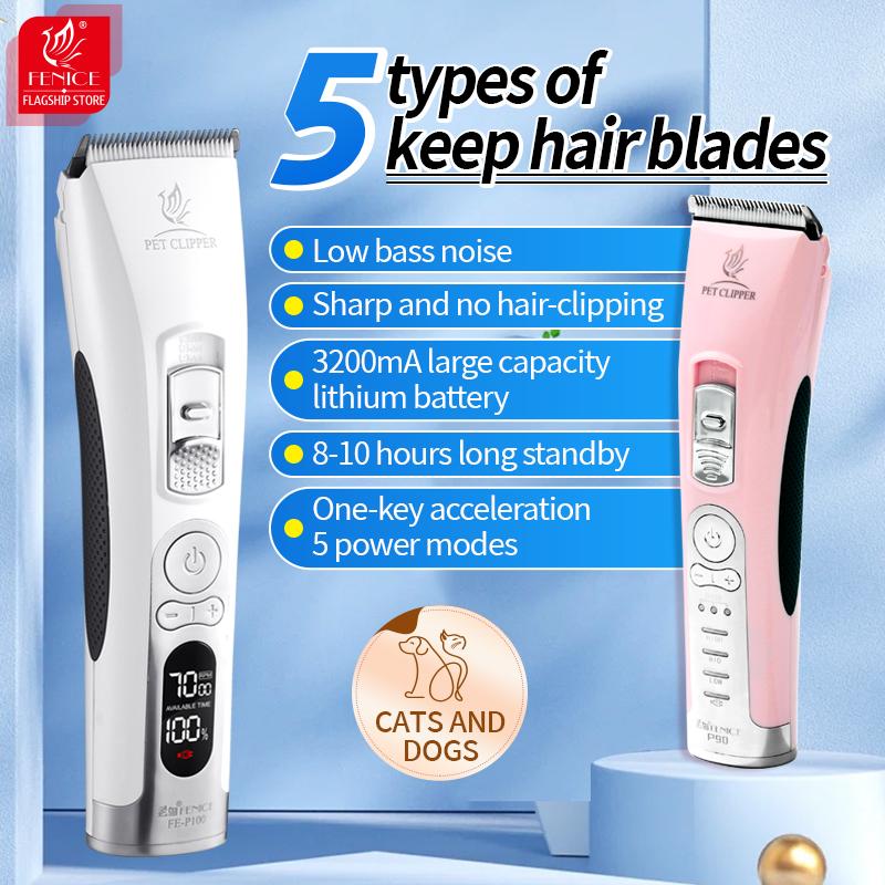 Fenice Clipper Dogs Professional LCD Screen Pet Cat Clippers Electrical Grooming Trimmer Rechargeable Haircut Machine Animals