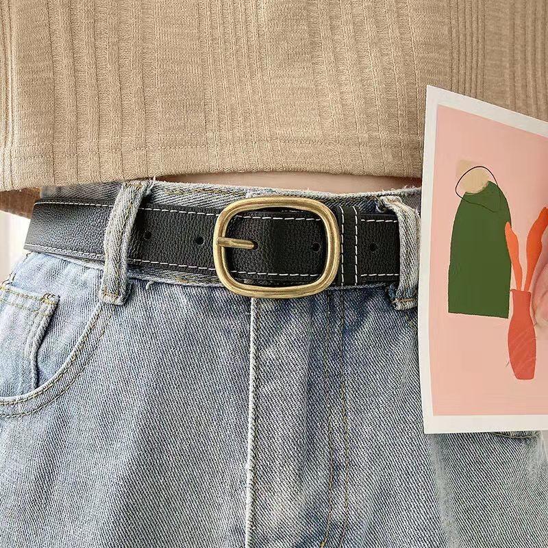 Pu Chic Minimalist Leather Belt With Unique Buckle Options For Stylish Wear