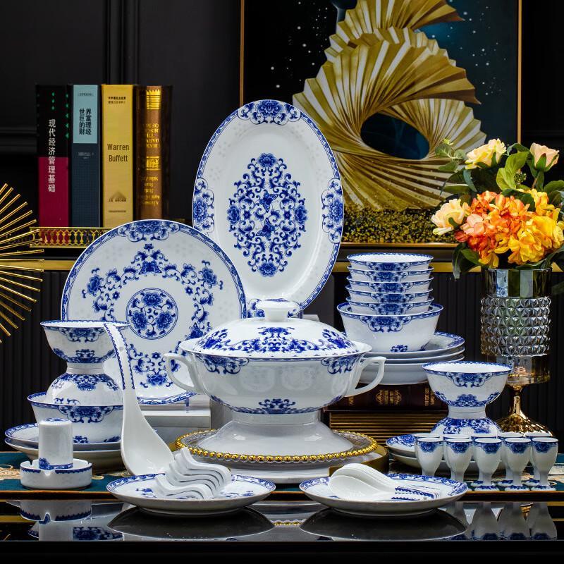 Jingdezhen Blue & White Porcelain Dinnerware Set
