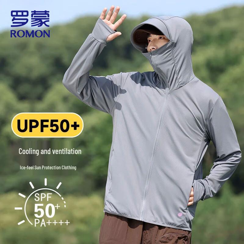 Romon Men s Hooded UV Protection Sun Shirt L