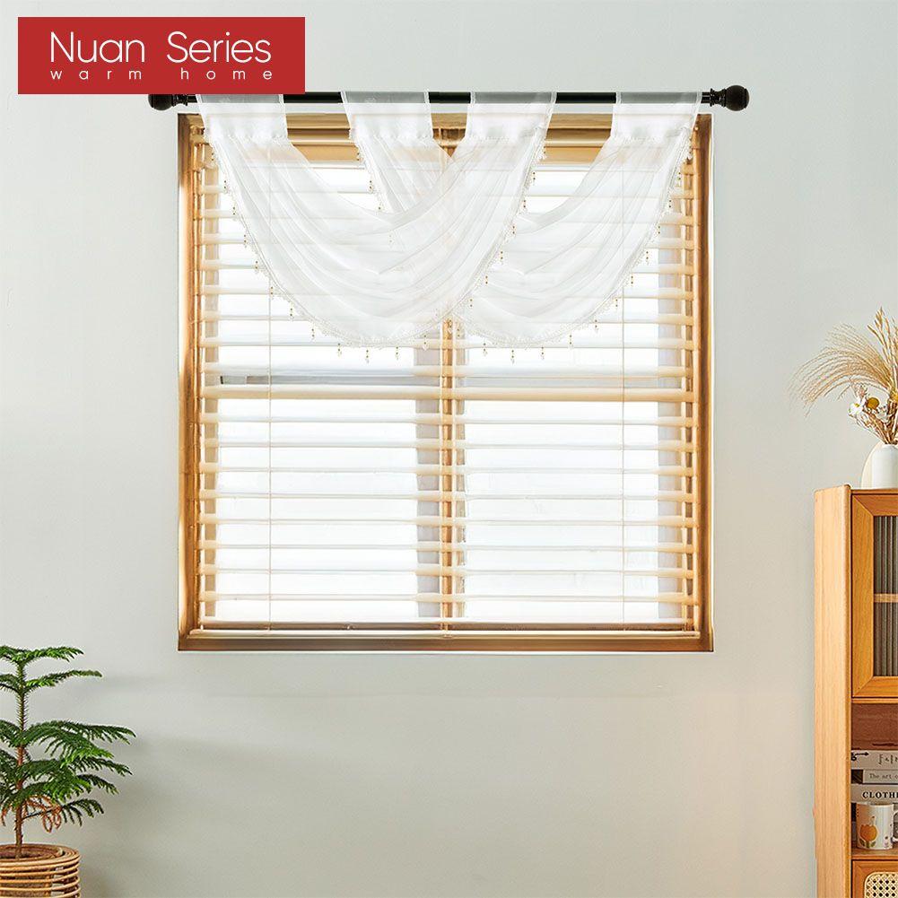 1PC Nuan Series Classic Versatile European Solid Color Lace Edge Curtain Head for Small Window Decor 70x42cm