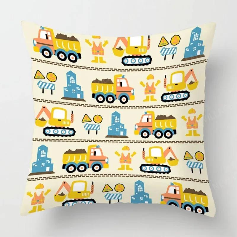 Cute Childlike Suitable for Children Type Square Cushion Cover Polyester Sofa Bedroom Living Room Pillowcase Decoration
