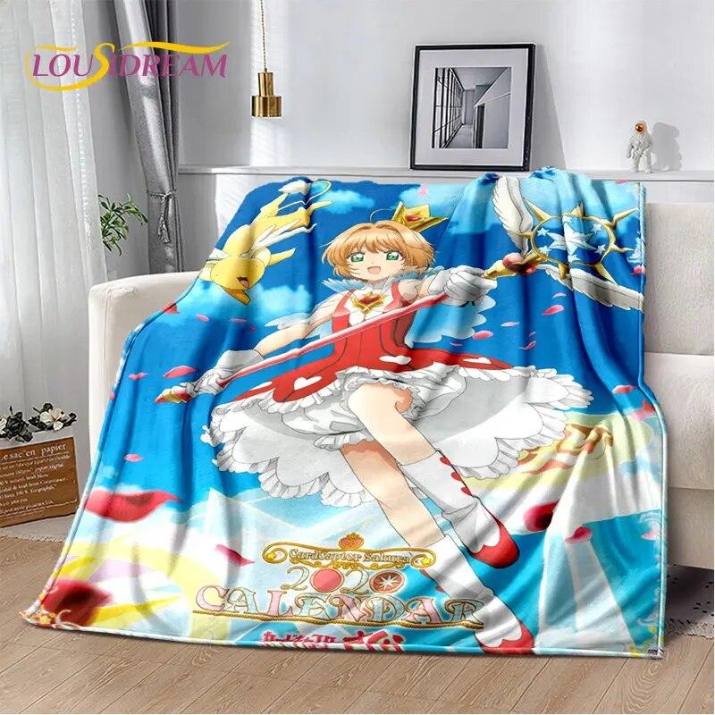 Cute Cartoon Cardcaptor Sakura Soft Plush Blanket,Flannel Blanket Throw Blanket for Living Room Bedroom Bed Sofa Picnic Cover 3D