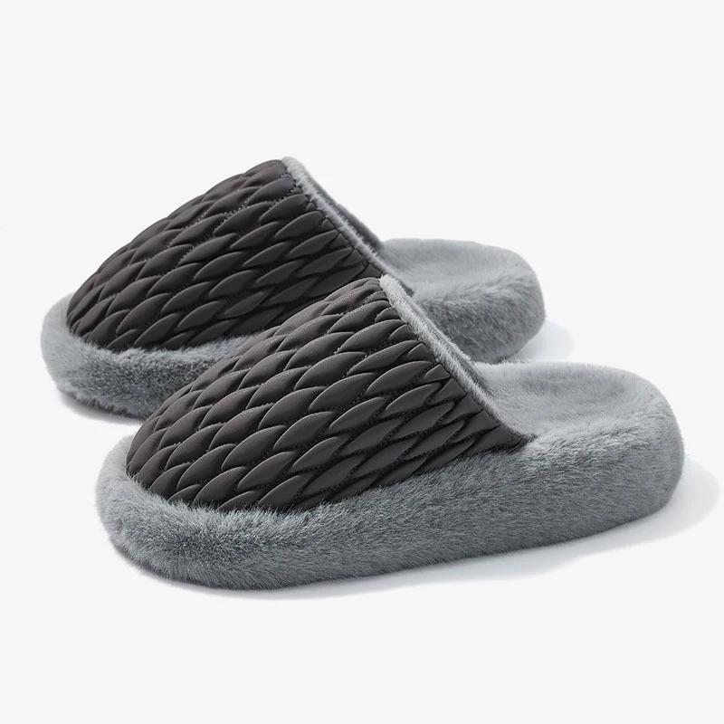 

Модные ZOKI Домашние Теплые Плюшевые Тапочки Женские 2024 Толстая Подошва Нескользящие Зимние Тапочки Женские Модные Швейные Теплые Хлопковые Туфли Слайды 36-37 темно серый