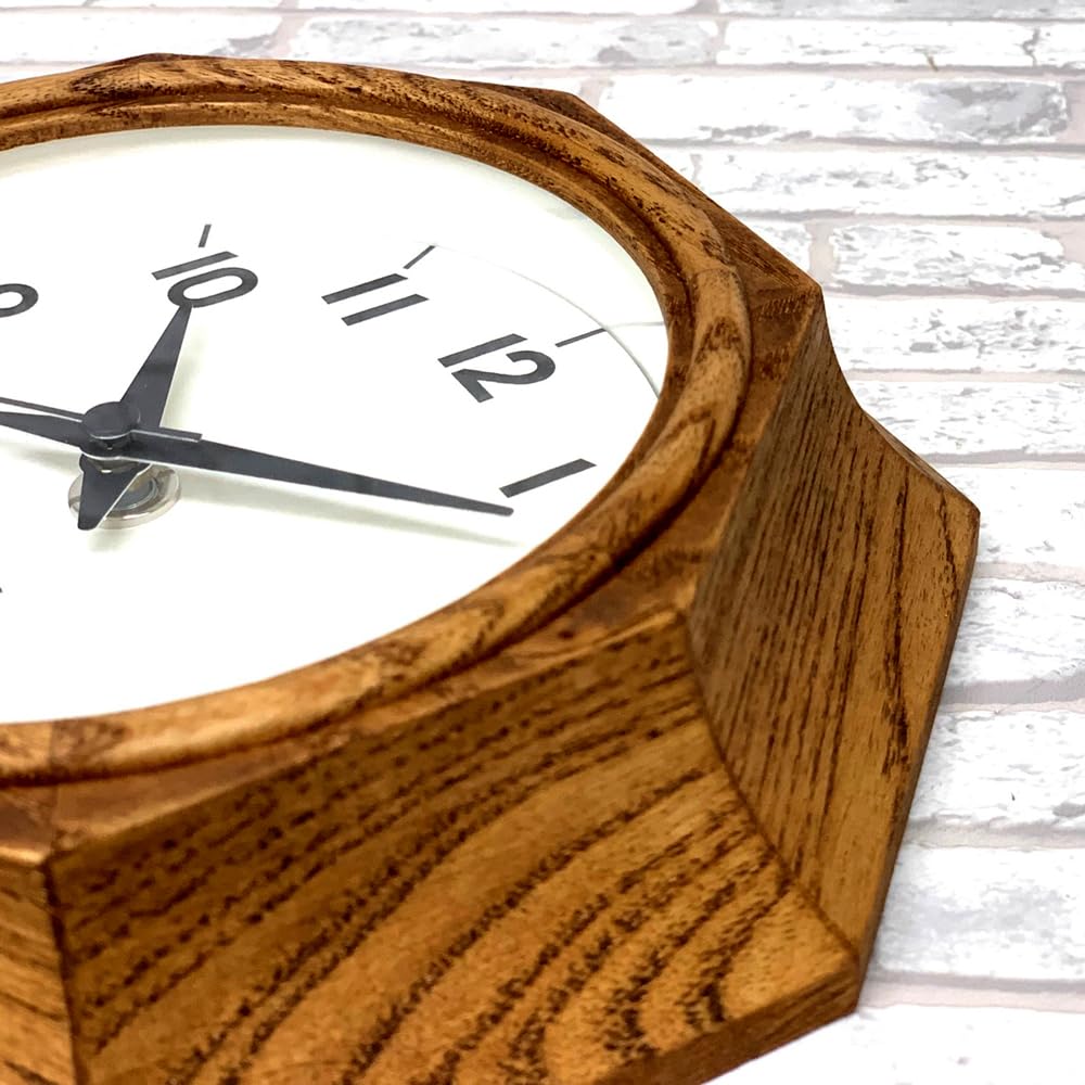 Santel Lucky Octagonal Wall 175 x 45 QL742BR Japanese-made Clock, Brown, mm,