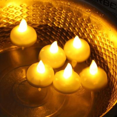 12PCS Waterproof Flameless Floating Tealights Warm White Battery Flickering LED Tea Lights Candles for Wedding Home Party Decor
