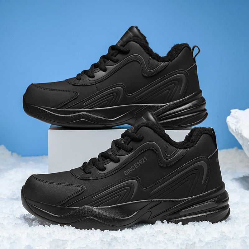 Couple leather sneakers men's and women's velvet running shoes foreign trade casual travel shoes cotton shoes spot