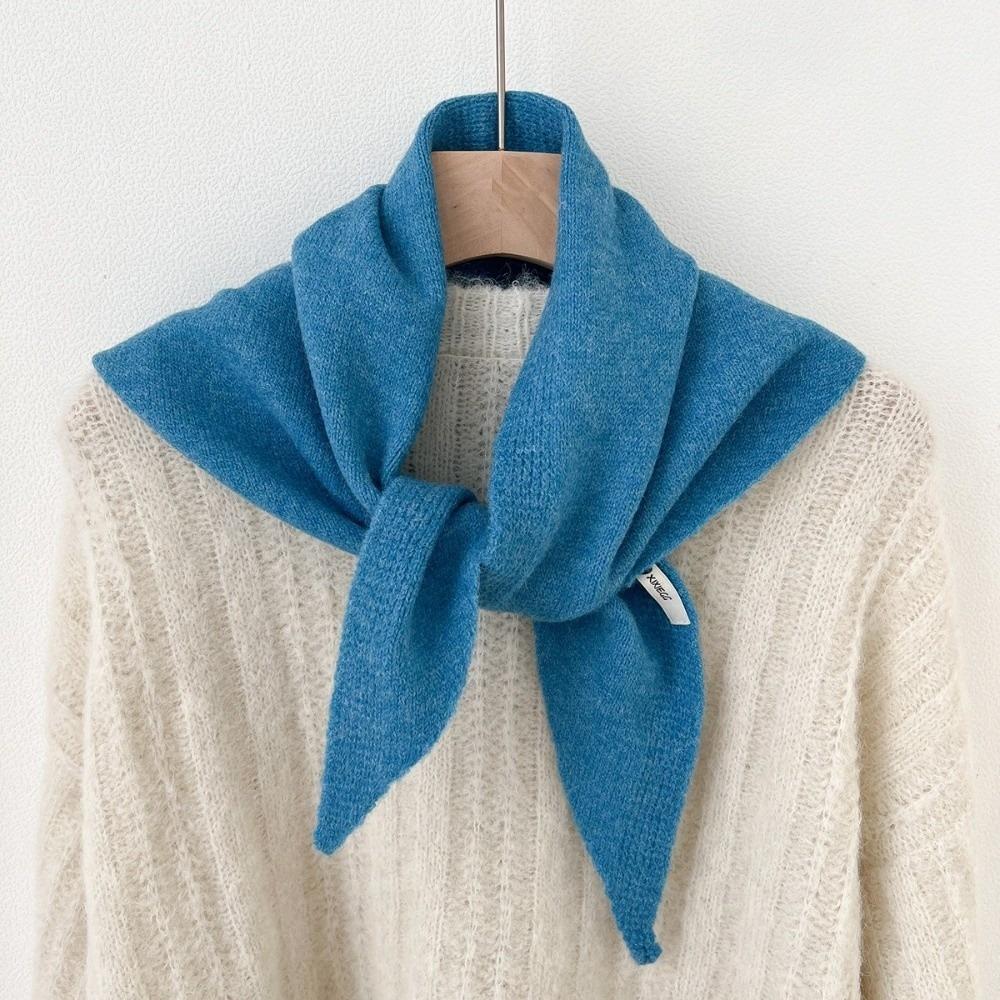 Solid Color Knitted Triangle Scarf Striped Cross Neckerchief Sweet Cross Scarves Autumn Winter