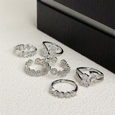 Neues Produkt Einfach Nische Leichter Luxus Hohes Gefühl Vollständig Diamant Inlay Zirkon Ringöffnung Verstellbar Kalter Wind Zubehör