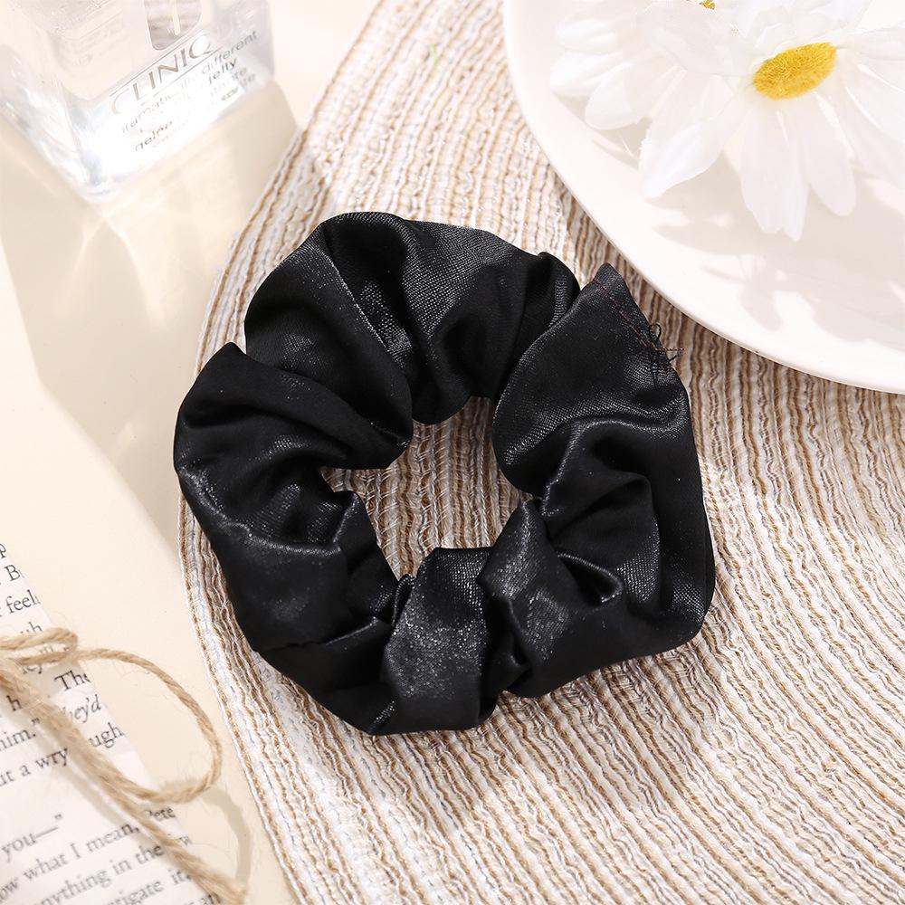 Silk Satin Retro French Scrunchie - Large Solid Color Hair Accessory for Women