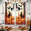 Set Of 2 Halloween Cartoon Ghost Pumpkin Print Curtains Pole Bag Home Decorations Room Made Polyester